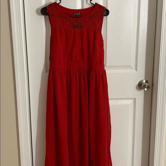 Solid Red Maxi Dress. Large - Picture 5 of 6